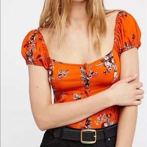 Floral Orange “Close to You” Blouse